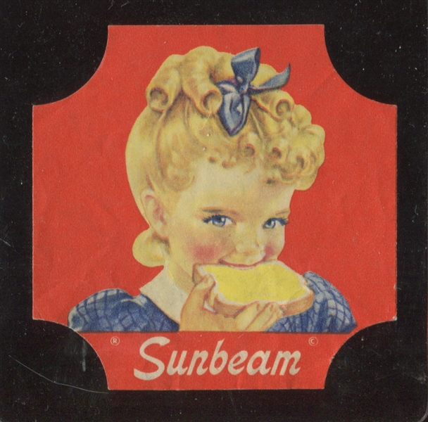 1950s Sunbeam Bread Label - Young Girl Eating Bread