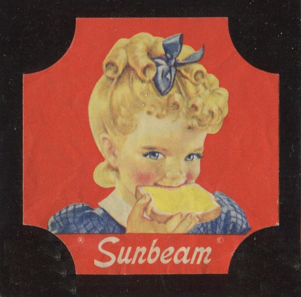 1950s Sunbeam Bread Label - Young Girl Eating Bread