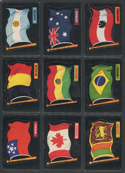 1970 O-Pee-Chee Flags of the World Complete Set of (77) Cards and (17) Pieces Play Money