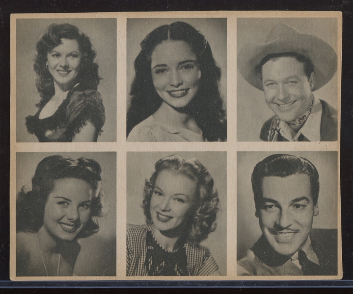 1948 Bowman Movie Stars Complete Set of (36) on (6) Card Panels