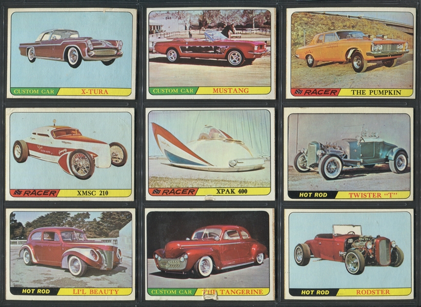 1968 Topps Hot Rods (Yellow Back) Complete Set of (22) From Milton Bradley Game