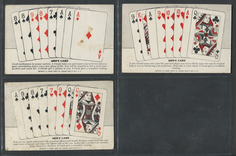 1950's Exhibit Playing Card Hands Lot of (11) Cards