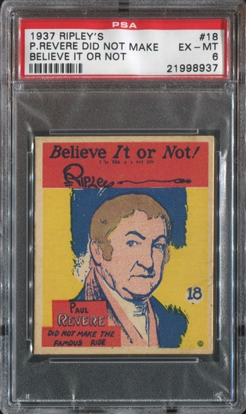 R21 Wolverine Gum Ripley's Believe it or Not #18 Paul Revere PSA6 EX-MT