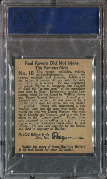 R21 Wolverine Gum Ripley's Believe it or Not #18 Paul Revere PSA6 EX-MT