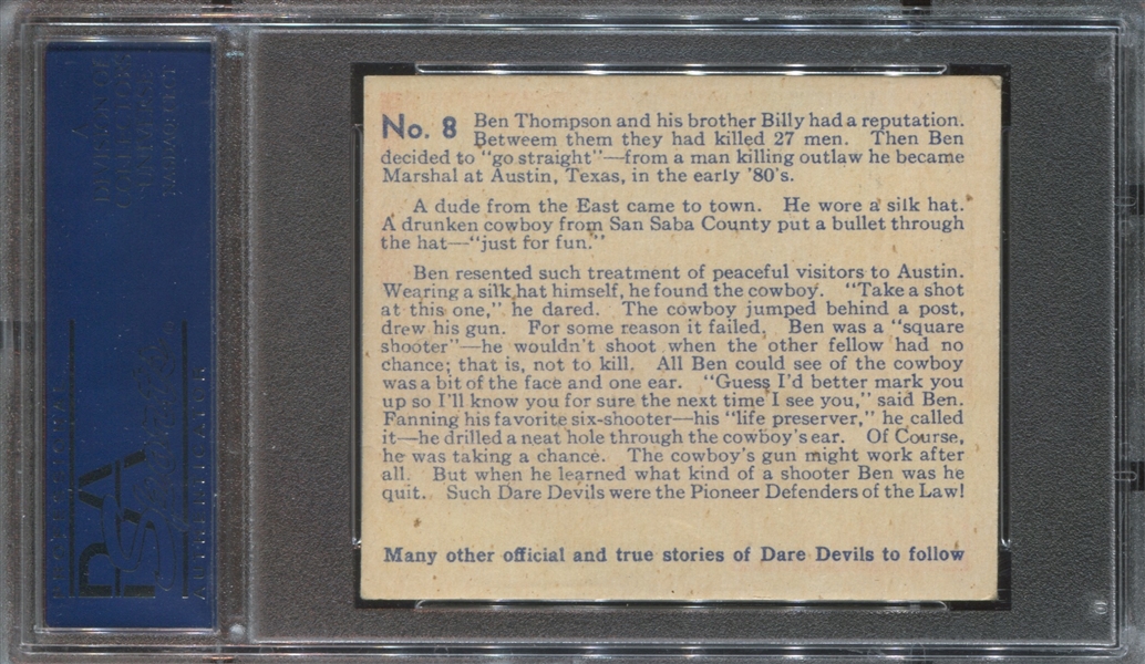 R39 National Chicle Dare Devils #8 Marshall Ben Marked Him PSA5 EX