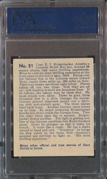 R39 National Chicle Dare Devils #21 Rickenbacker's Most Thrilling PSA5 EX