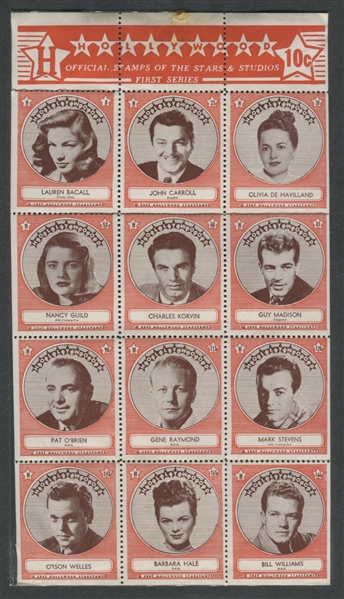 1947 Hollywood Stamps of the Stars Lot of (10) Sheets