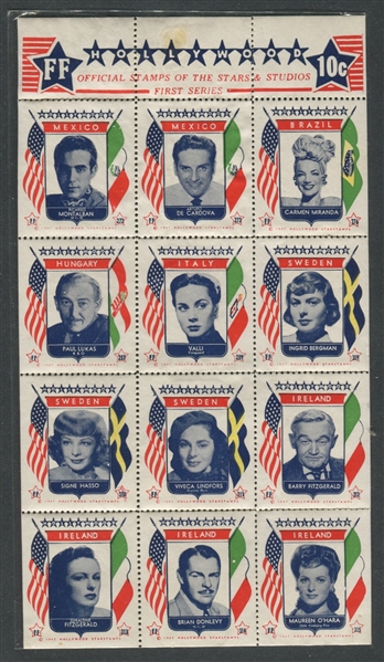 1947 Hollywood Stamps of the Stars Lot of (10) Sheets