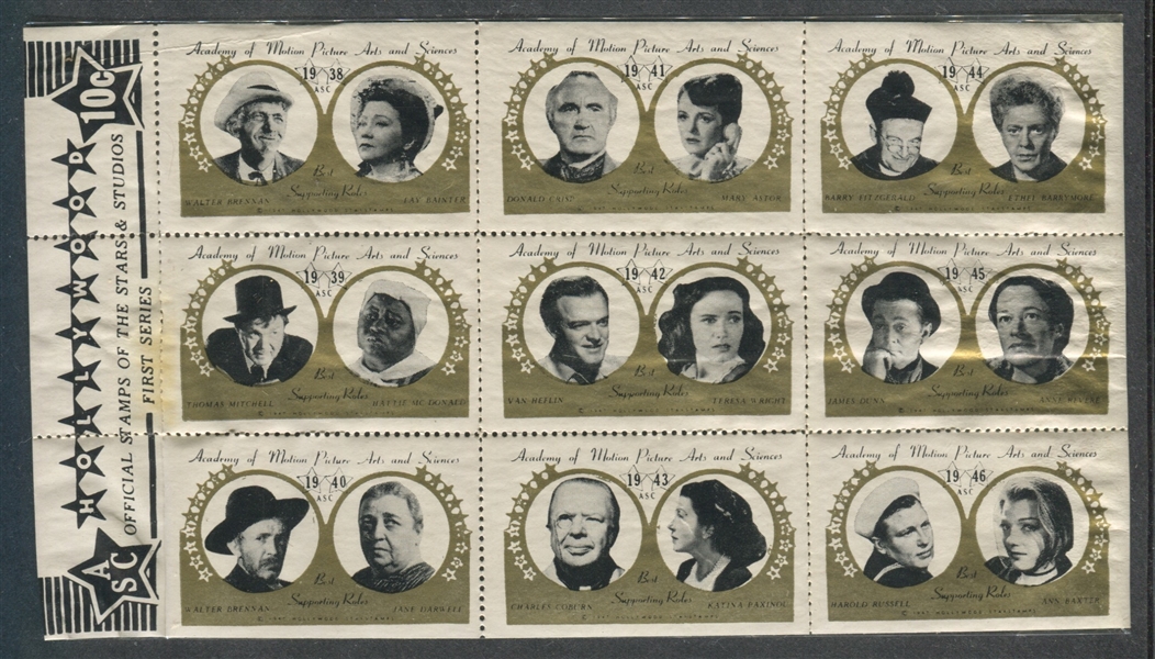 1947 Hollywood Stamps of the Stars Lot of (10) Sheets