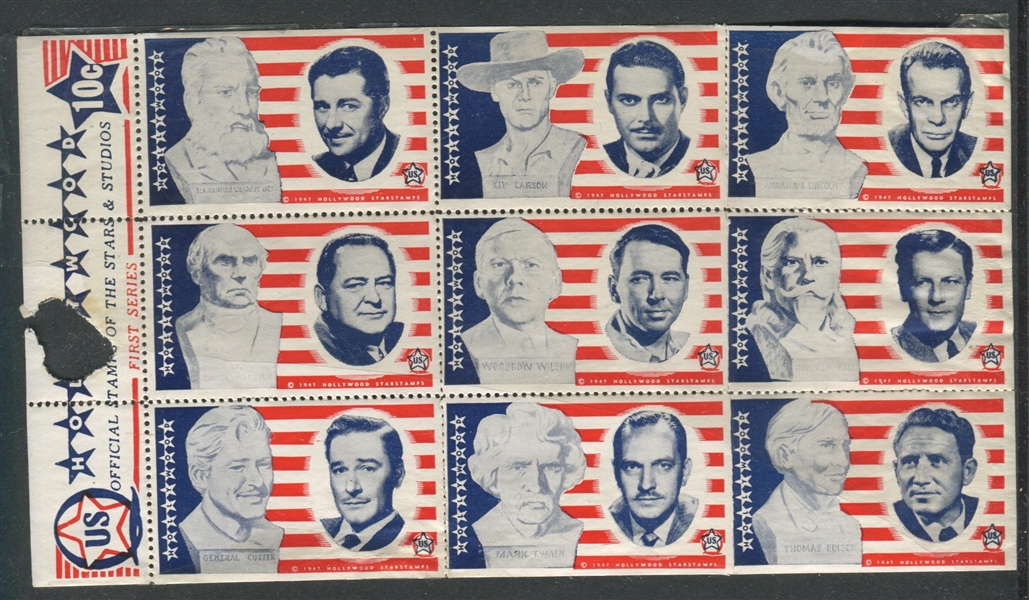 1947 Hollywood Stamps of the Stars Lot of (10) Sheets