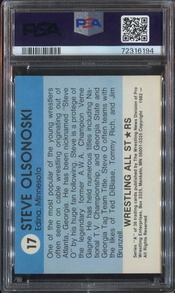 1982 Wrestling All-Stars #17 Steve Olsonoski PSA8 NM-MT