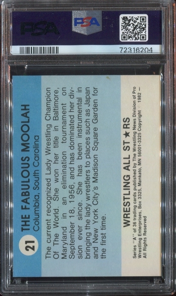 1982 Wrestling All-Stars #21 Fabulous Moolah PSA8 NM-MT