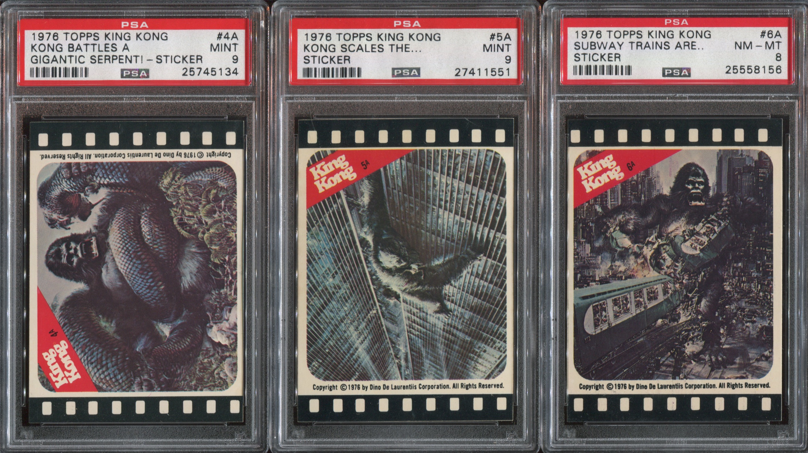 Lot Detail - 1976 Topps King Kong Sticker Set of (11) PSA-Graded Cards