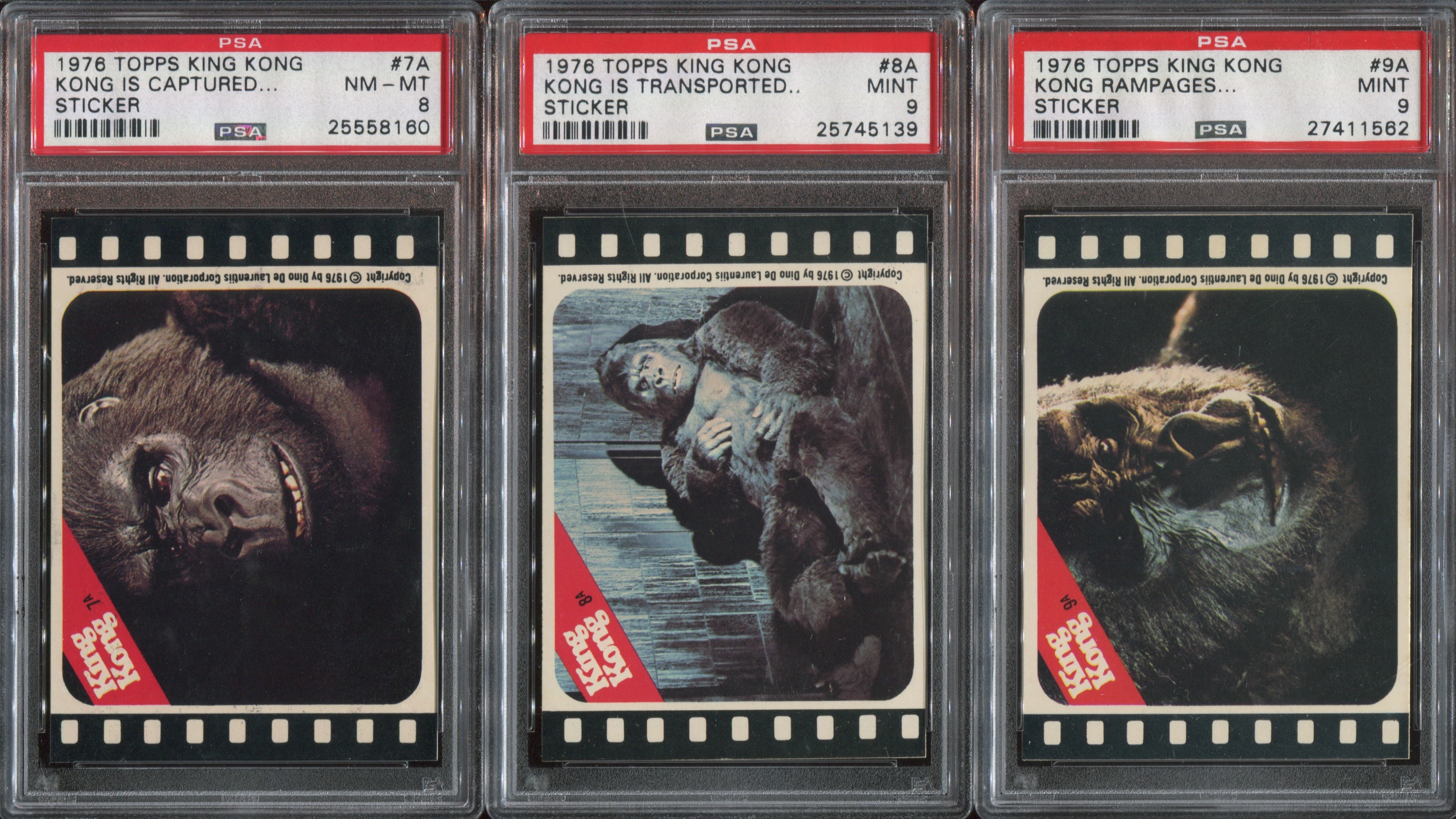 Lot Detail - 1976 Topps King Kong Sticker Set of (11) PSA-Graded Cards