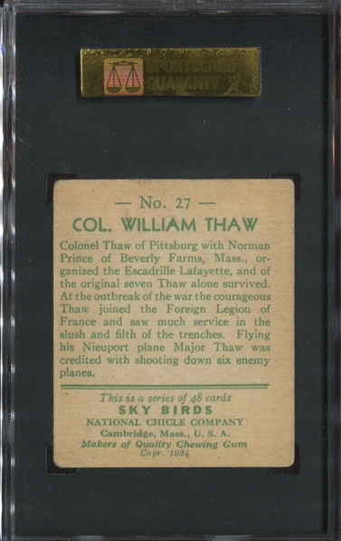 R136 National Chicle Sky Birds #27 Col. Wm. Thaw SGC50 VG-EX