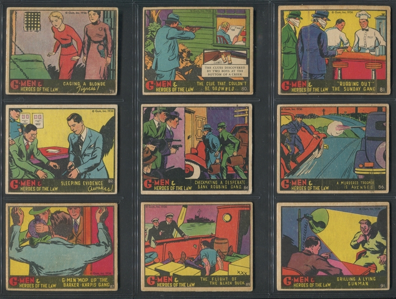 R60 Gum Inc G-Men and the Heroes of the Law Lot of (95) Cards