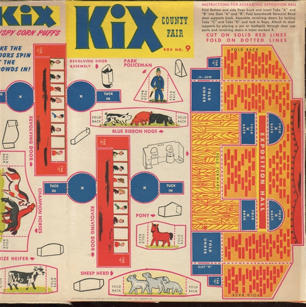 F272-59 General Mills/KIX County Fair Box Panels Complete Set of (9) Panels