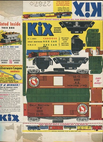 F272-12a General Mills/KIX Railroad Models Complete Set on Entire Packages (16)