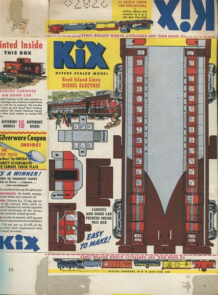 F272-12a General Mills/KIX Railroad Models Complete Set on Entire Packages (16)