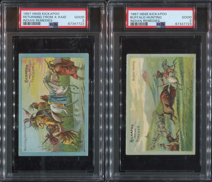 H649 Kickapoo Indian Remedies Pair of PSA-Graded Trade Cards