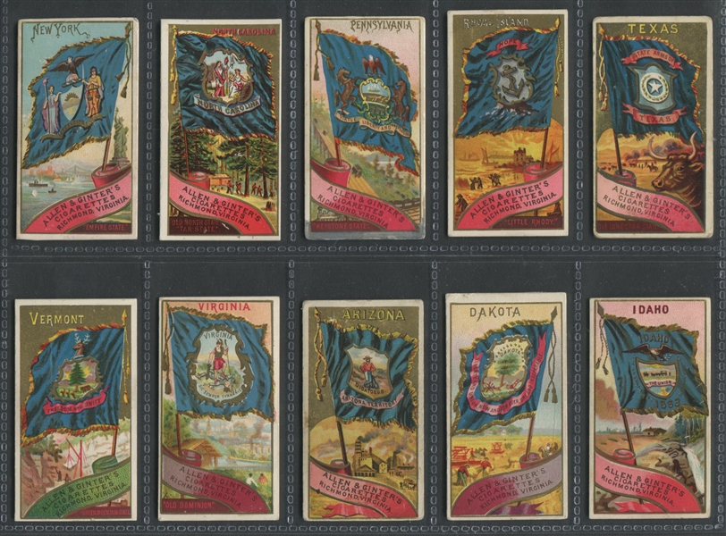 N11 Allen & Ginter Flags of the States and Territories Lot of (34) Cards