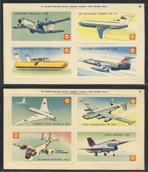 1960's Shell Oil (New Zealand) Aircraft of the World Lot of (8) 4-Card Panels