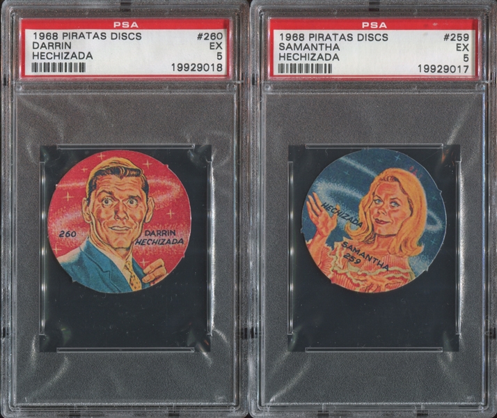 1968 Piratas Discs #259/260 Darrin/Samantha Bewitched PSA5 EX 