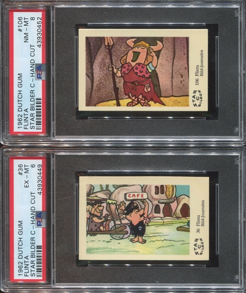 1962 Dutch Gum Star Bilder C Lot of (2) Flinstones PSA-Graded Cards