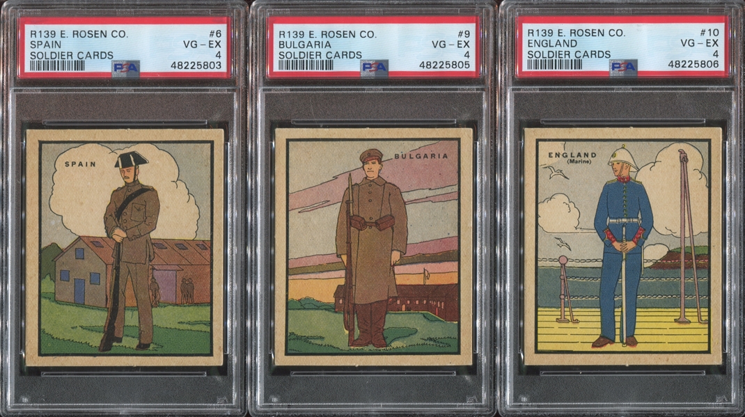 R139 E. Rosen Soldier Cards Lot of (7) PSA4 VG-EX Graded Cards