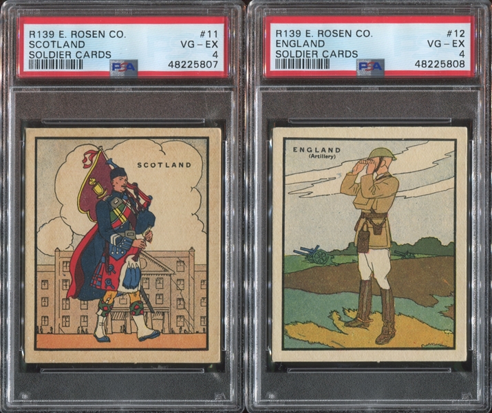 R139 E. Rosen Soldier Cards Lot of (7) PSA4 VG-EX Graded Cards