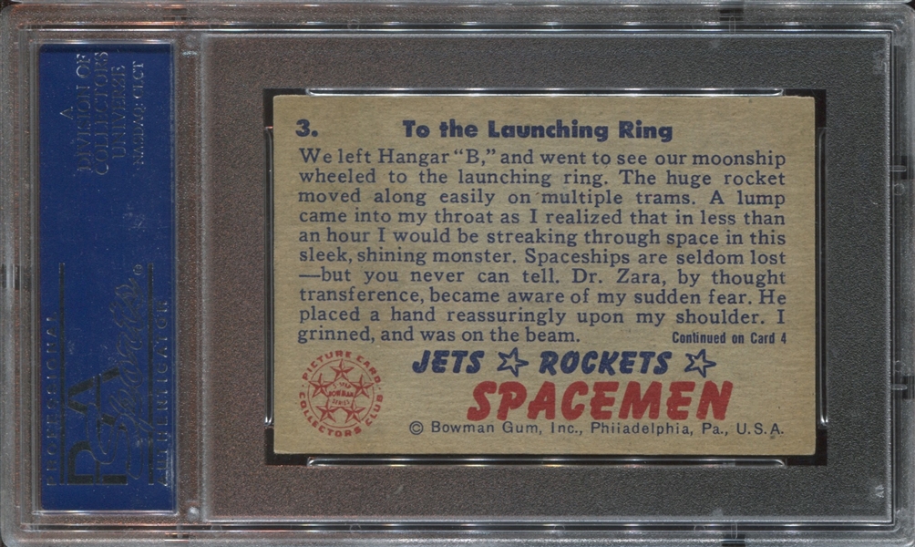 1951 Bowman Jets, Rockets, Spacemen #3 To the Launching Ring  PSA7 NM