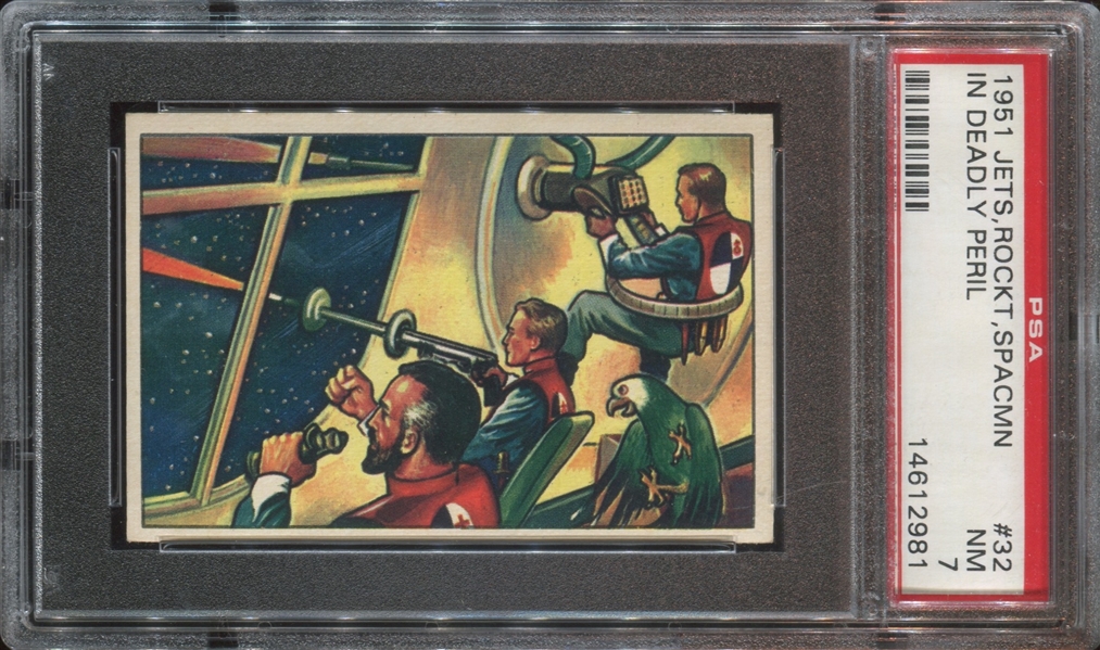 1951 Bowman Jets, Rockets, Spacemen #32 In Deadly Peril PSA7 NM