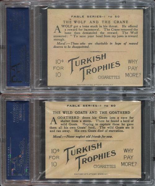 T57 Turkish Trophies Fable Series Lot of (4) PSA-Graded Cards