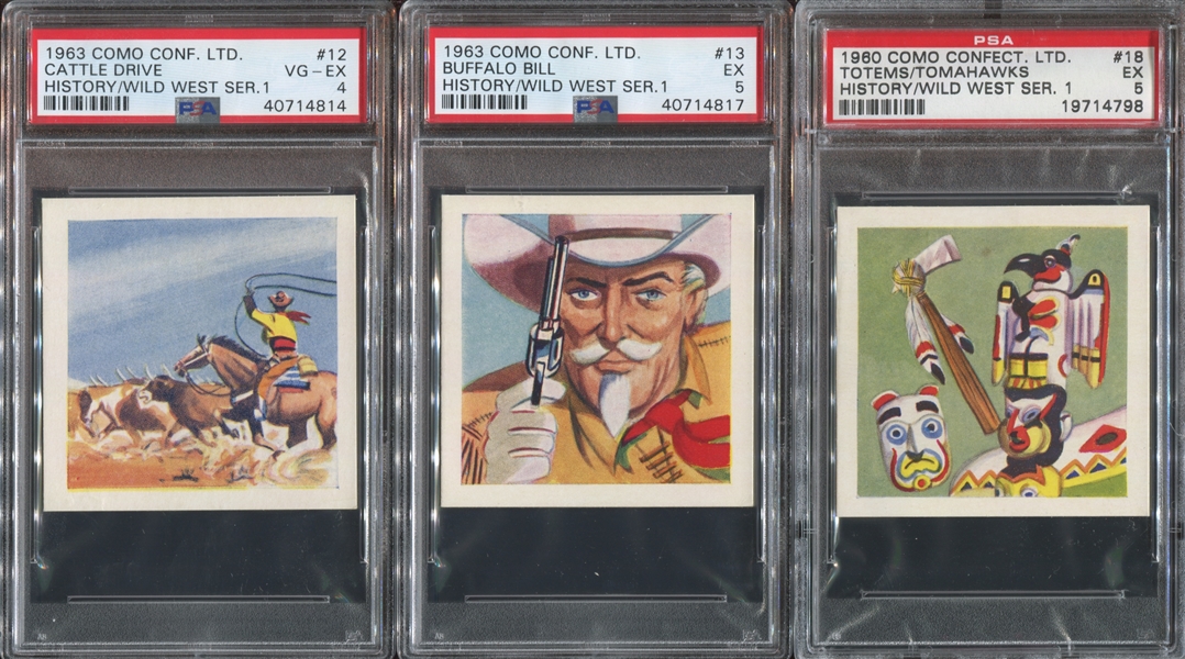 1960 Como Confectionery History Wild West Lot of (6) PSA-Graded Cards