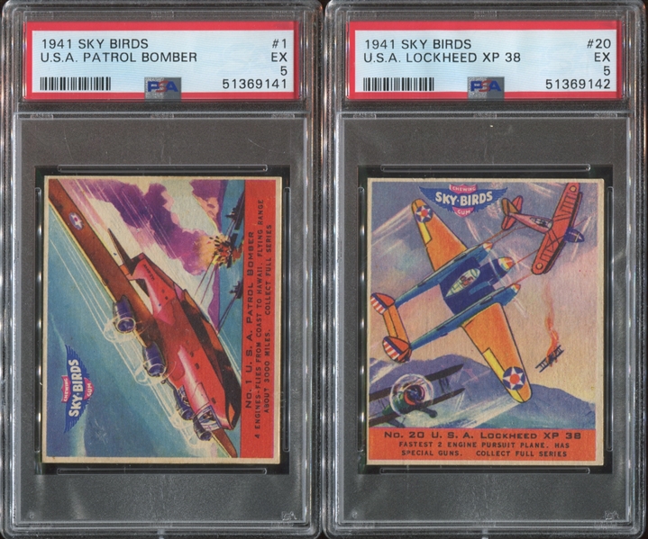 R137 Goudey Gum Sky Birds Lot of (2) PSA5 EX cards with #1