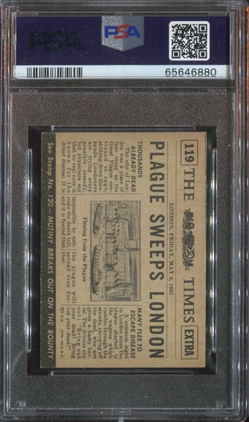 1954 Topps Scoop #119 Plague Sweeps London PSA5 EX