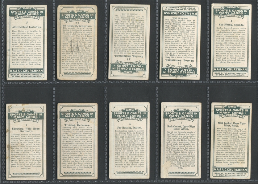 1929 Churchman Sports & Games Lot of (17) Cards