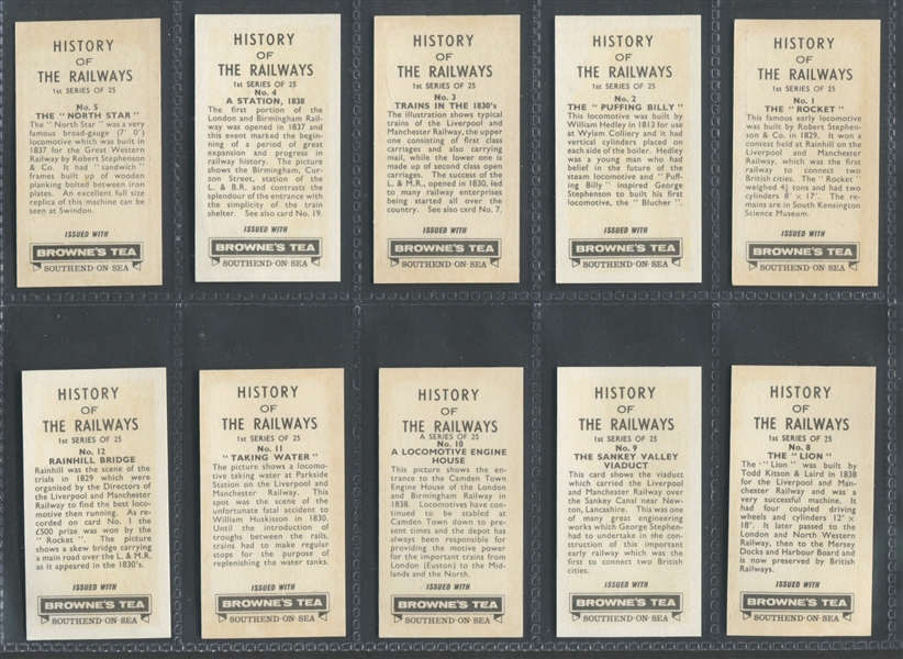 1963 Brownes Tea (UK) – History of the Railways Near Set of (20/25) cards