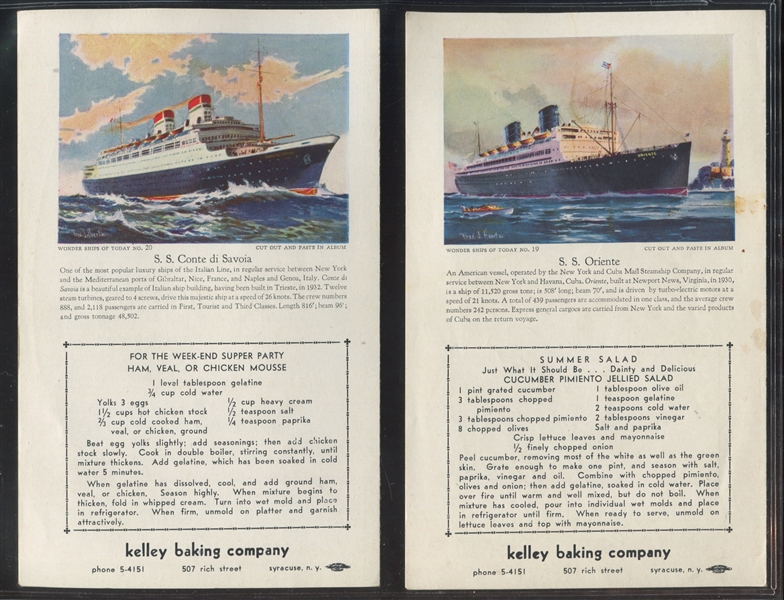 D90 Kelley Baking Company Wonder Ships Lot of (10) Bulletins