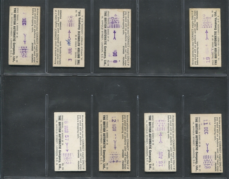 1960's British Automatic Company Space Travel Near Set (23/24) Weight Cards