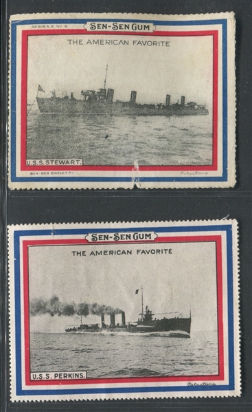 E289 Sen Sen Gum Battleships Lot of (2) Stamps