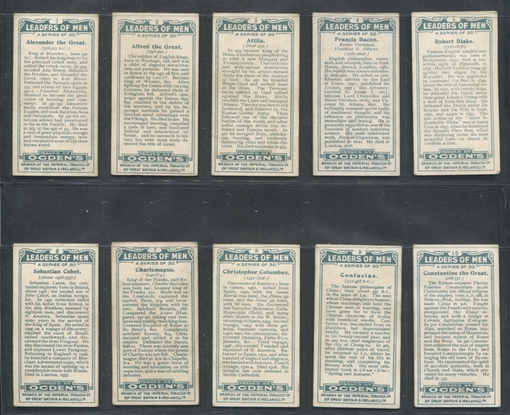 1924 Ogden's Cigarettes Leaders of Men Complete Set of (50) Cards