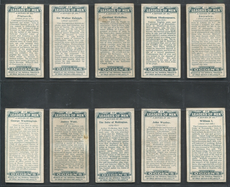 1924 Ogden's Cigarettes Leaders of Men Complete Set of (50) Cards