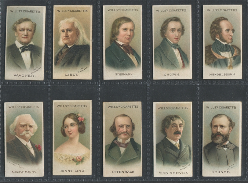 1912 Will's Cigarettes Musical Celebrities Complete Set of (50) Cards