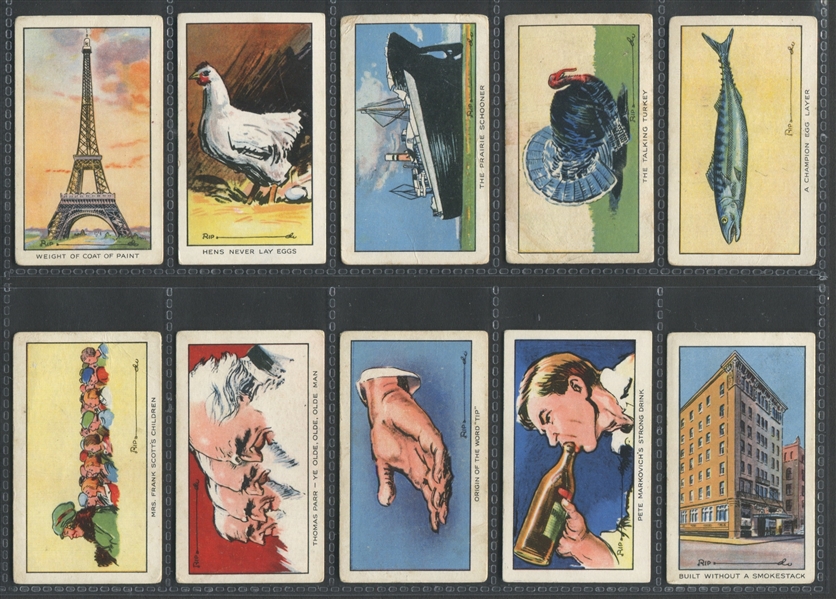 1934 Carreras Cigarettes Believe It or Not Complete Set of (50) Cards