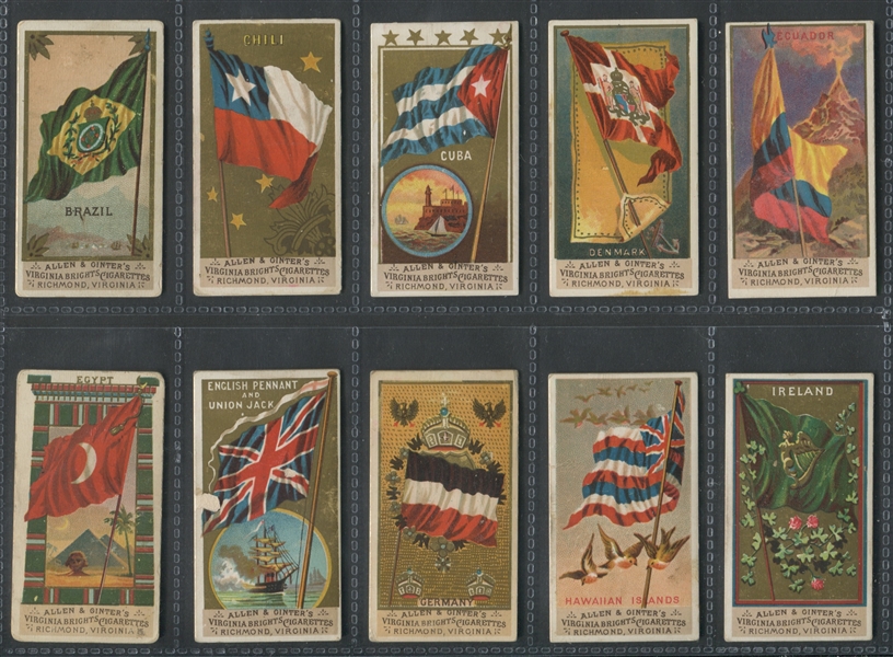 N9 Allen & Ginter Flags of All Nations Lot of (21) Virginia Bright Front Cards