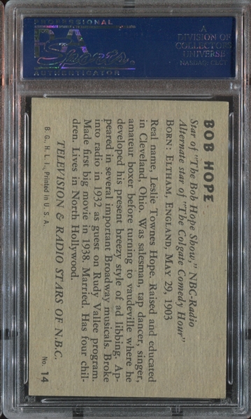 1952 Bowman NBC T.V. and Radio #14 Bob Hope PSA7 NM