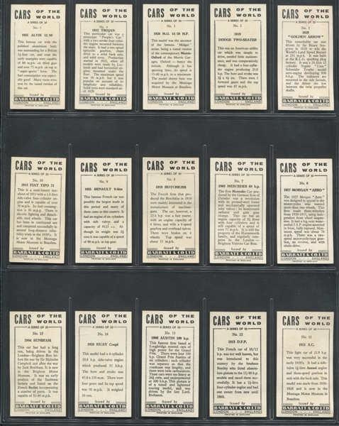 1965 Barratt & Co Cars of the World Complete Set of (50) Cards