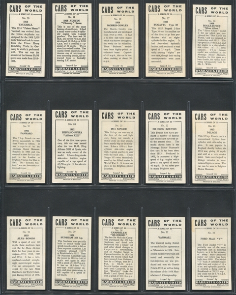 1965 Barratt & Co Cars of the World Complete Set of (50) Cards