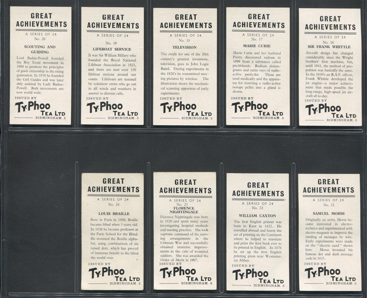 1972 Typhoo Tea Great Achievements Complete Set of (25) Cards